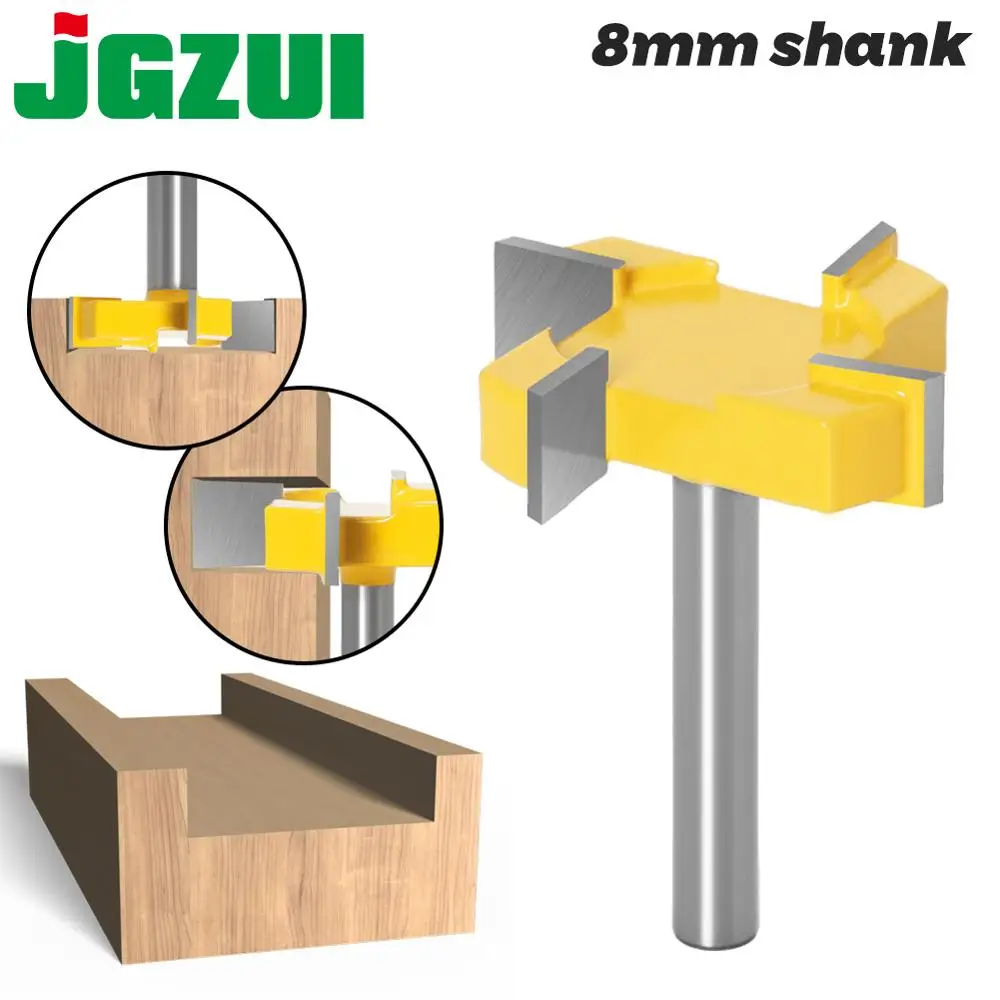 1pc 8mm Shank 4 Edge T Type Slotting Cutter Woodworking Tool Router Bits For Wood Industrial Grade Milling Cutter Slotting