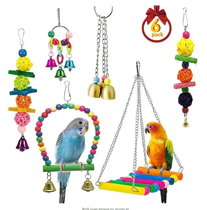 6-Piece Parrot Toy Pet Bird Supplies Bite Toy Educational String Company