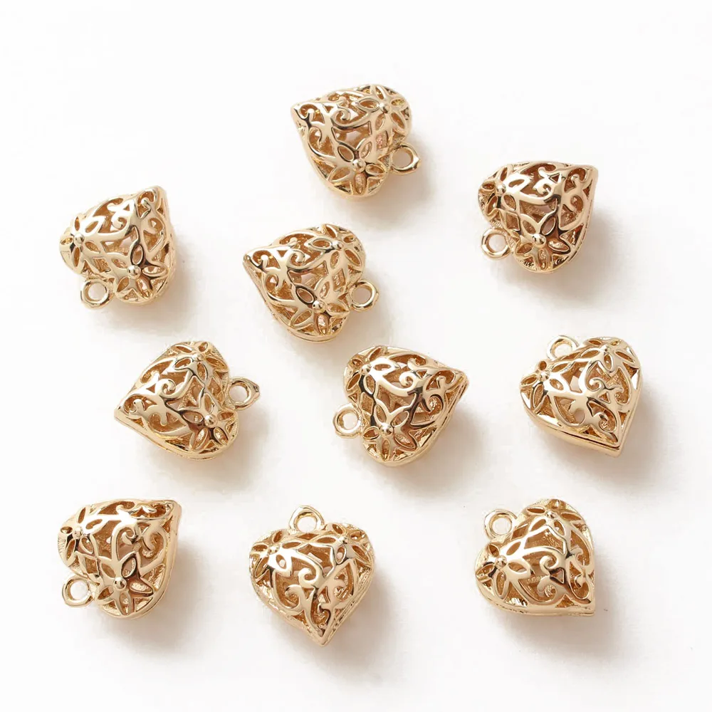 

10PCS Hollow Flower Love Brass Pendant Findings Charms DIY Beaded Bracelet Necklace Pendant Components Jewelry Making Supplies