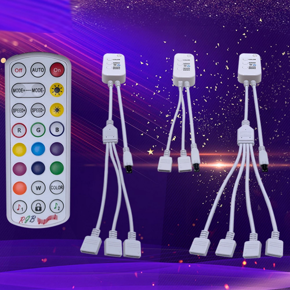 DC5-24V RGB Bluetooth Music Controller with 24 Keys IR Remote Phone APP Control for RGB LED Strip Lights