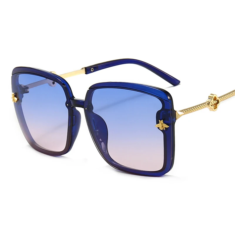 Oversize Luxury Bee Sunglasses Women Vintage Metal Big Sun Glasses Female Square Oculos Gafas Lentes De Sol 2020