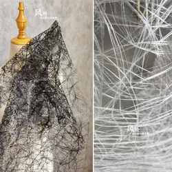 Hollowed Mesh Fabric Black White Irregular Bird's Nest Texture DIY Crafts Flower Prop Decor Creative Clothes Designer Fabric