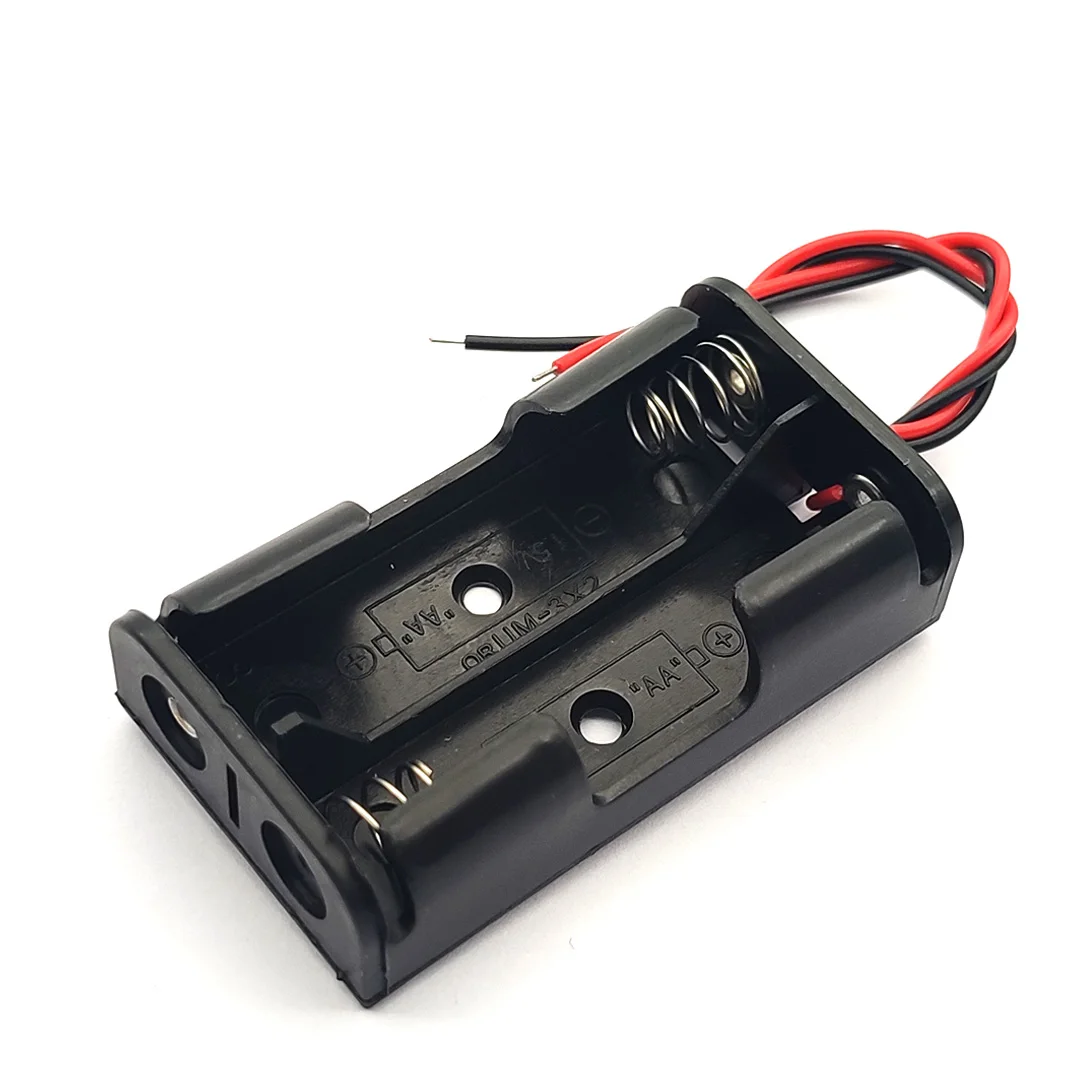 Caja de almacenamiento para pilas AA, soporte para pilas AA con 1/2/3/4 ranuras, con Cable de 1,5 V/3V/4,5 V/6V