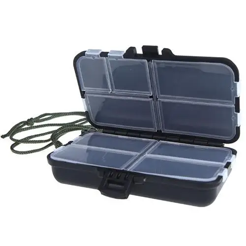 Fishing Lure Box with Lanyard 9 grid Fishing Lures Spoon Hooks Baits Tackle Hook Plastic Box Case