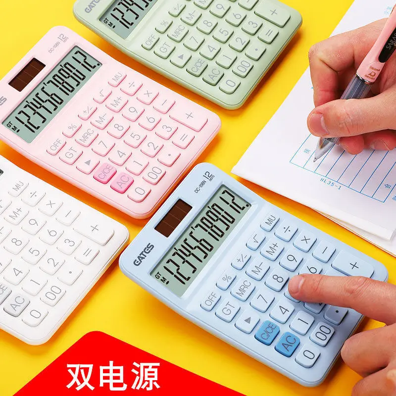 12 Digit Desk Solar Mini Calculator Big Buttons Financial Business Accounting Tool For School Student Small Comercial  Supplies