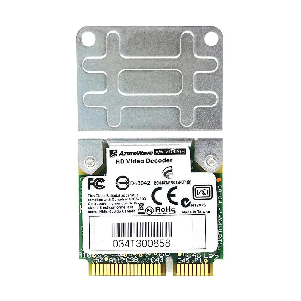 Usado cartão sem fio 1080p broadcom cristal hd decodificador bcm70015 bcm970015 AW-VD920H hd decodificador de ferragens de cristal mini adaptador pcie