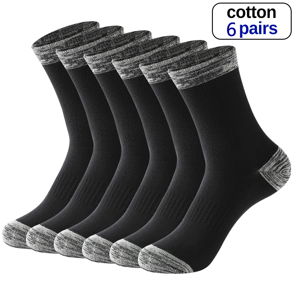 6 Paar Wintersocken Herren Baumwolle Schwarz Freizeit Business Lange Socken Laufen Laufen Wandern Thermosocken Herren Plus Größe 38-48