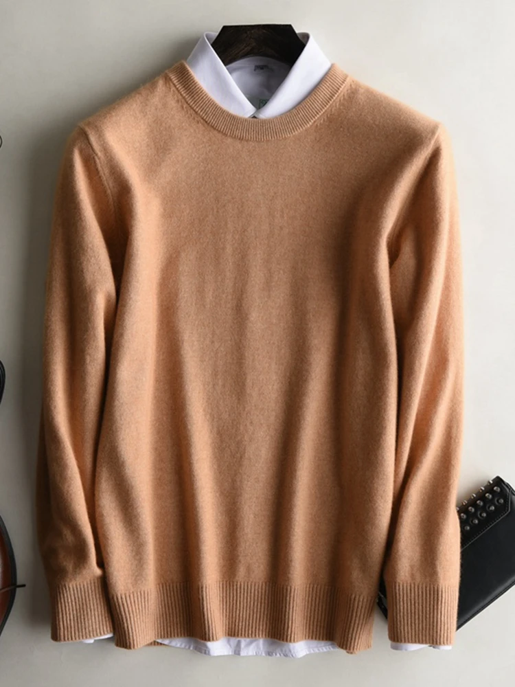 Top Grade Men Sweaters 100% Pure Cashmere Knitted Jumpers 2021 Winter Warm O-Neck 10Colors Male Clothes