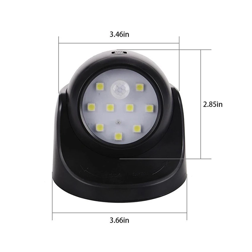 Wireless 9 LED Night Light Rotatable Motion Sensor Door Light Auto ON/OFF Bedroom Light For Wardrobe Closet Bedside Lighting