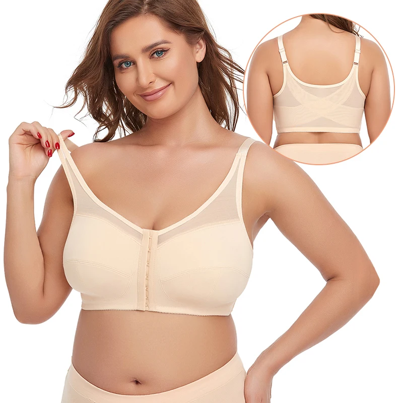 Post Surgery Bra Surgical Undies Plus Size Compression Sports Front Closure Bras for Women Posture Back Support Corset Shapewear