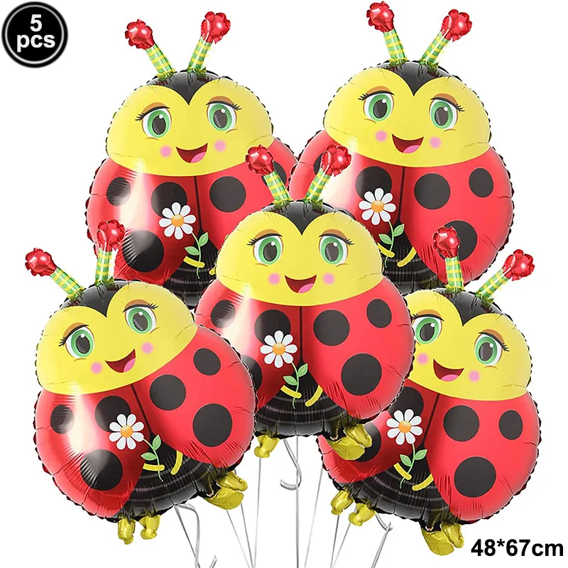 5Pcs Ladybug Balloons Animal Insect Foil Balloons for Birthday Baby Shower Ladybug Themed Party Decor Supplies Ladybug Foil Ball