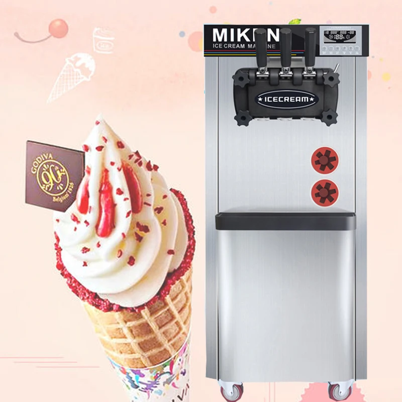 

Vertical Stainless Steel Soft Ice Cream Machine Three Flavor Ice Cream Machine Sundae Ice Cream Maker Machine