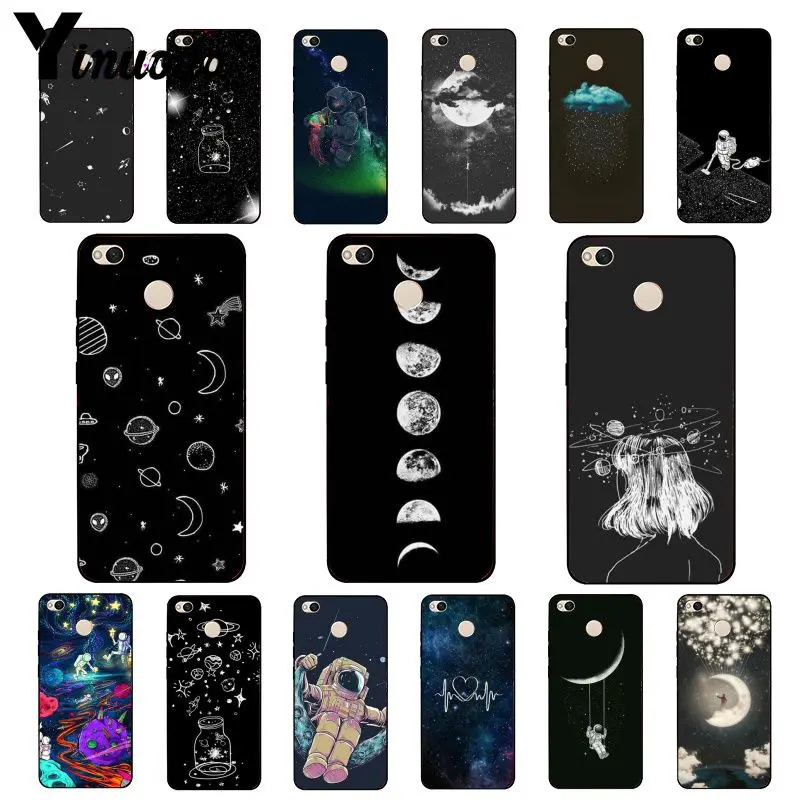 Yinuoda sky Space planet Black white sun Moon stars  Phone Case for Xiaomi mi5 6 A1 A2 Lite Mi9 9SE mi8lite F1 Mix2 2S Max2 3