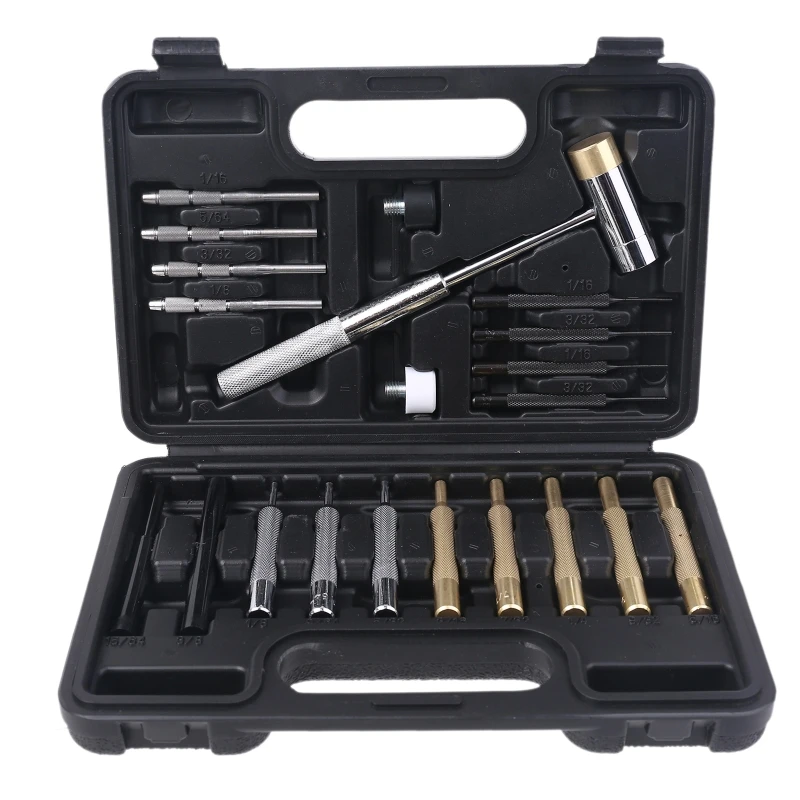 

21pcs Professional Punch Tool Set Steel Pin Hammer Brass Leathercraft Repair Maintenance Kit