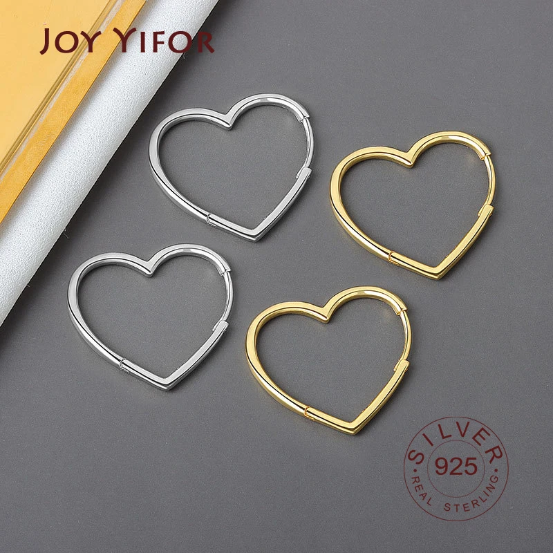 925 Sterling Silver Earrings Charm Women Trendy Jewelry Vintage Simple Retro Party Accessories Gifts Heart Gold Earring