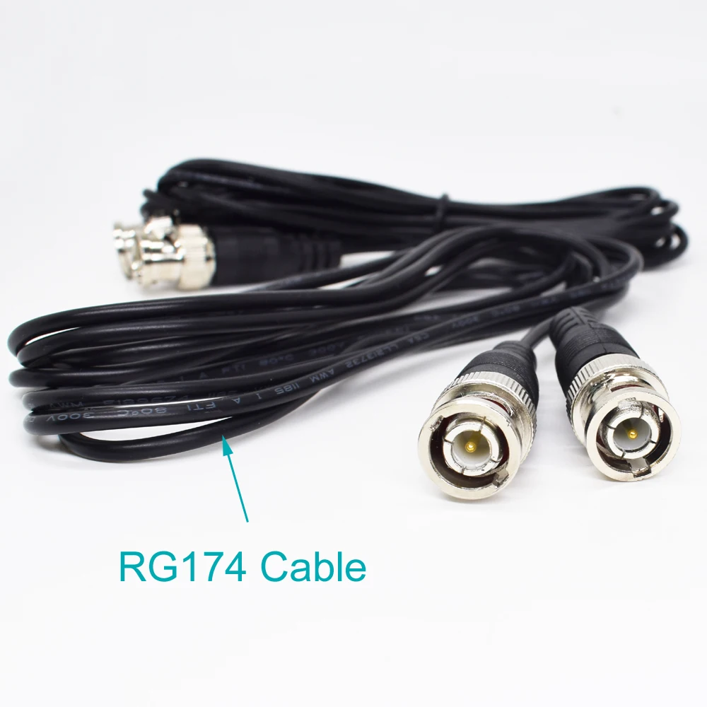 1pc 2M/6.6ft BNC Male to BNC Male Double BNC Male Straight RG174 Cable Black