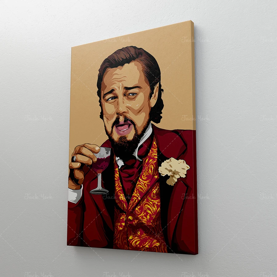 ملصق كالفن كاندي، ملصق مستوحى من ليو يضحك جانغو ميمي، ملصق ليوناردو دي كابريو ميمي، ملصق مضحك، طباعة يضحك #1