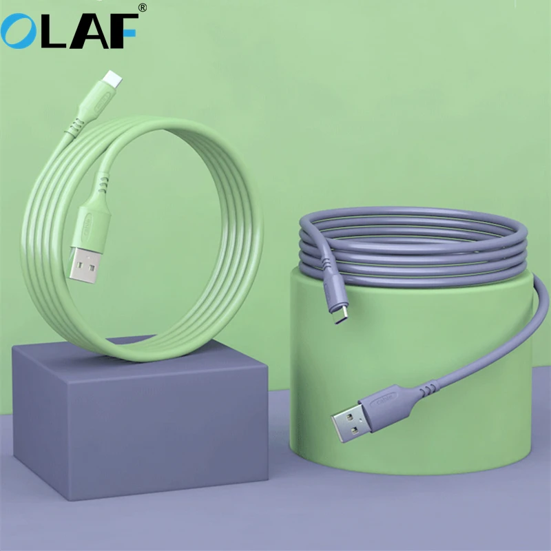 

Кабель OLAF 3A USB Type C, кабель для быстрой зарядки Type C, кабель из мягкой жидкой резины для Xiaomi Samsung Huawei, шнур для быстрой зарядки
