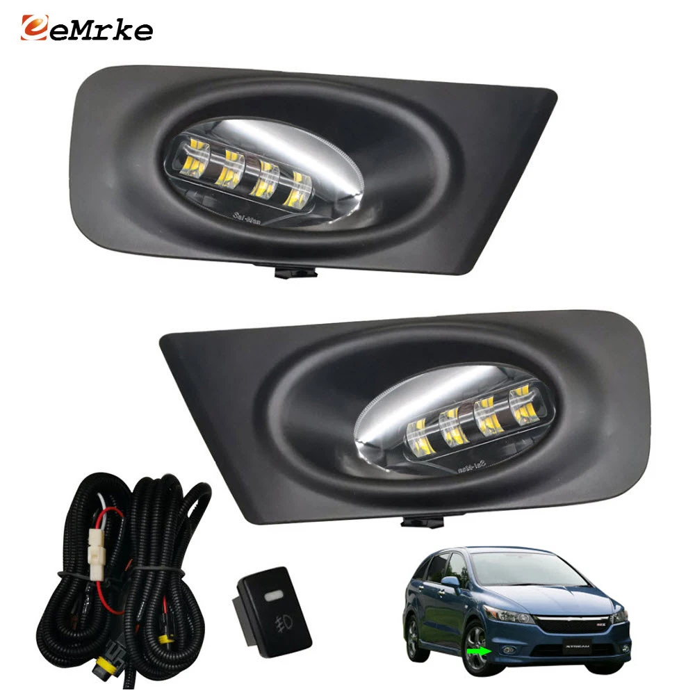 1 Set Car Fog Lights Lamp Kits White / Yellow Color LED /+ Halogen Light for Honda Stream RSZ (RN6) 07.2006 2007 2008 05.2009