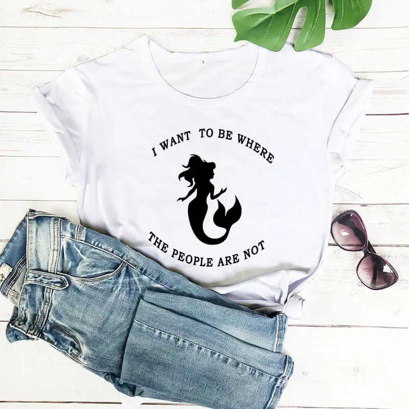 

I Want To Be Where The People Are Not 2020 New Arrival Summer 100%Cotton Funny T Shirt Vacation Shirt Travel Shirts Vacay Shirt