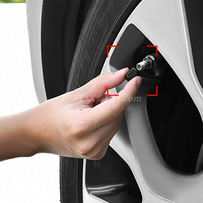 8pcs Tyre Valve Caps, Plastic Car Tire Stem Dust Covers with Seal Ring for SUV, Motorbike, Trucks, Bike, Bicycle, Black