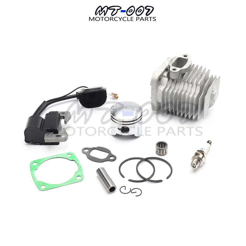 44mm Cylinder Piston Kit with L7T Spark Plug Ignition Coil Cylinder Piston Kit for 2stroke 47cc 49cc mini ATV and Pocket Bike