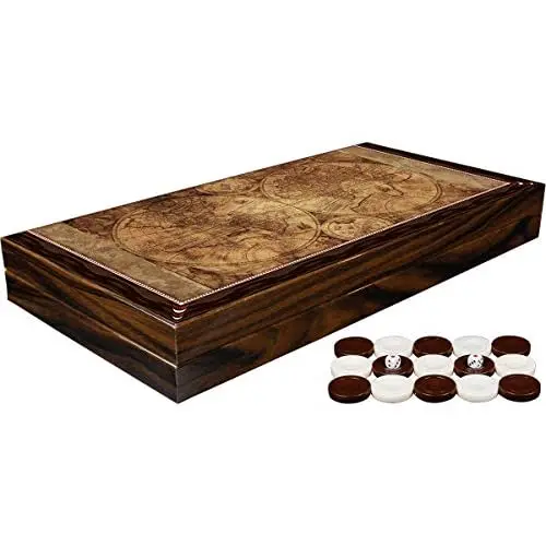 LaModaHome Turkish Ancient World Backgammon Set, Wooden, Board Game for Family Game Nights, modern Elite Vinyl Unscratchable Temper