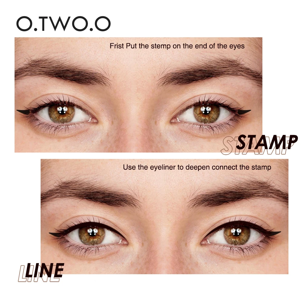 O.TWO.O Eyeliner Stamp Black Liquid Eyeliner Pen Waterproof Fast Dry Double-Tended Eye Liner Pencil Make-up For Women Cosmetics_voghion.com