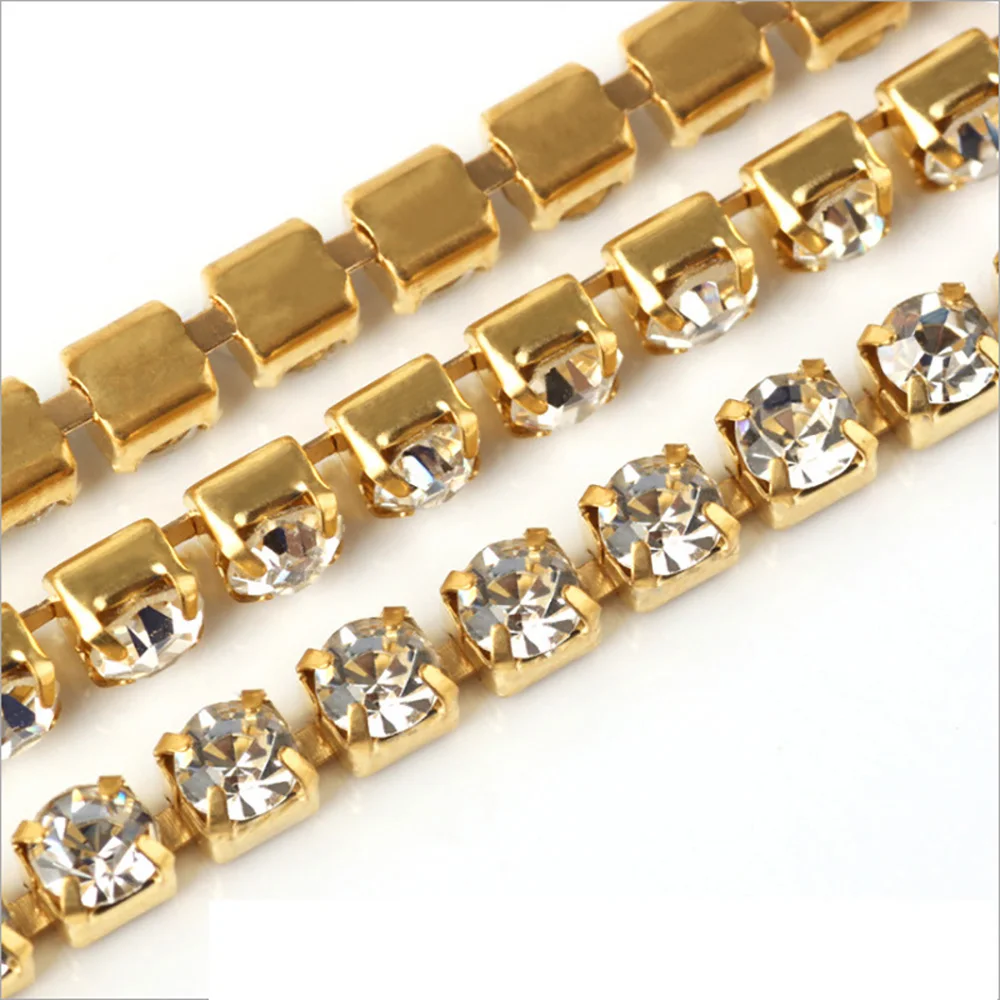 Ss6-Ss18 Klaue Tasse Strass Kette glänzende Kristalle Steine Strass Trim auf Strass für Kleidung Handarbeit Steine Kette nähen – Detail 1