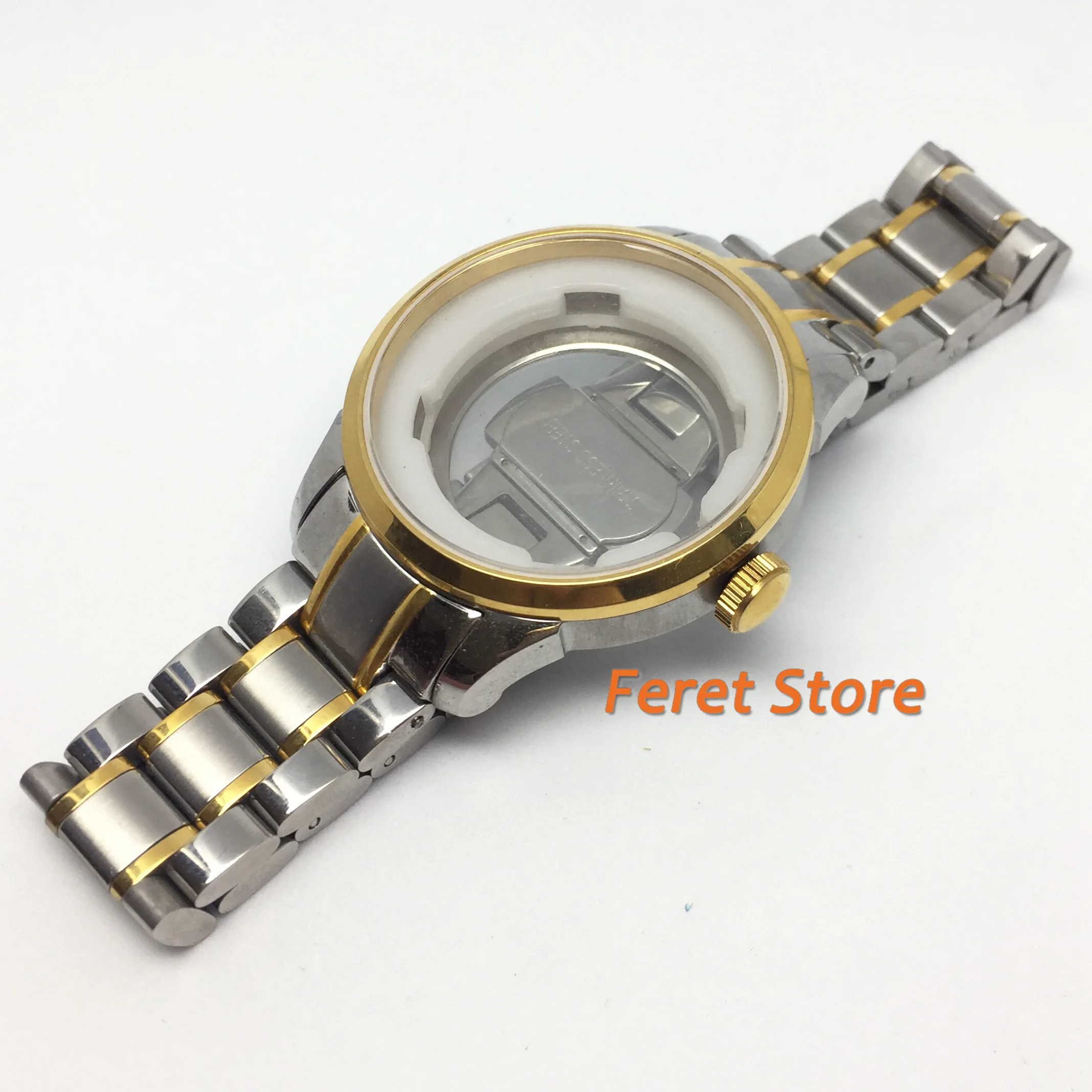 

DEBERT 39mm gold mens Stainless watch case sapphire glass fit ETA 2836 ,Mingzhu 2813 3804 ,Miyota 8215 8205 821A movement