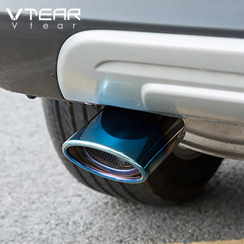 Vtear for MG ZS Car Exhaust Muffler Tip Round Stainless Steel Pipe Chrome Exhaust Tail Muffler Tip Pipe Silver accessories auto