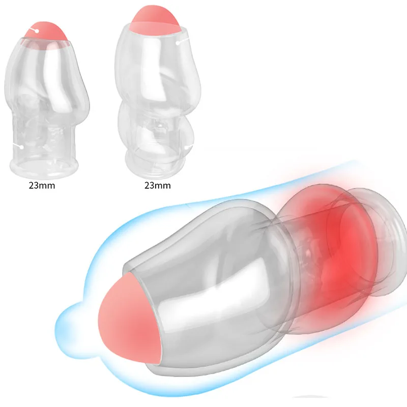 Transparent Male Glans Penis Sleeve Penis Extensions Delay Ejaculation Reusable Condoms Spray Massager Sex Toys for Men