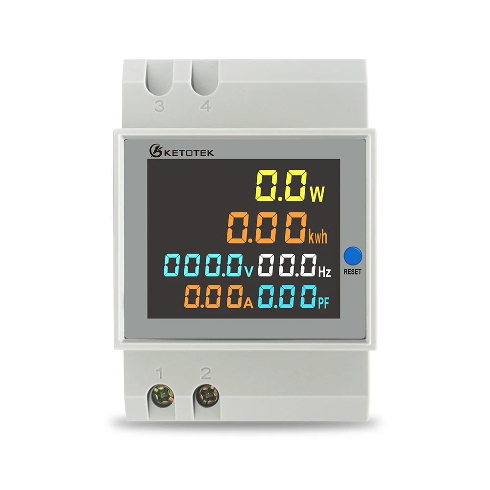 Ketotek AC 80-300V 0-100A na szynę Din woltomierzem led amperomierz współczynnika mocy czynnej licznik energii napięcie Volt prądu wielu funkcji