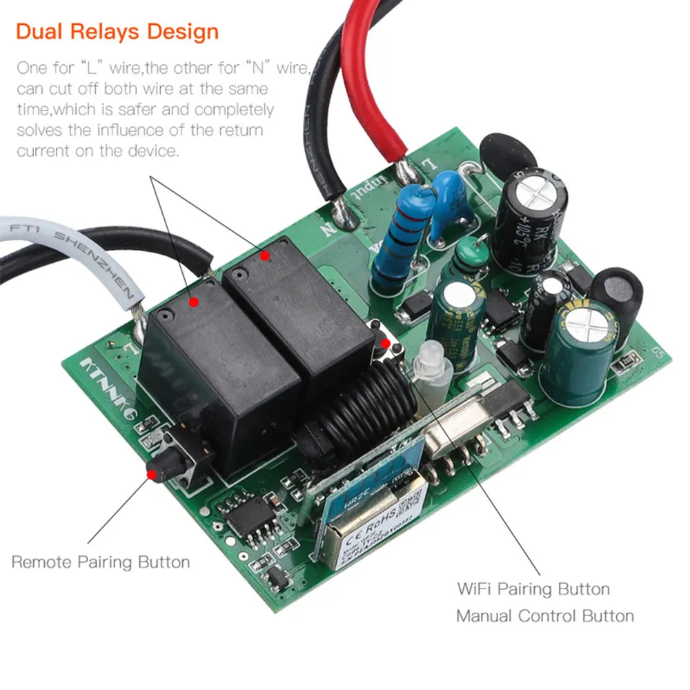 TUYA App AV110V 220V Wireless Universal WIFI Or Remote Control Switch, Timing, Voice Control, With wall-mounted 200M RF433MHz