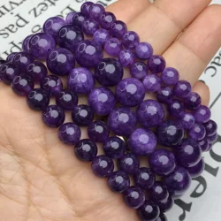 Natural Stone Amethysts Beads Round Loose Spacer Purple Crystal Beads For Jewelry Making Diy Women Bracelet Accessories 6/8/10MM