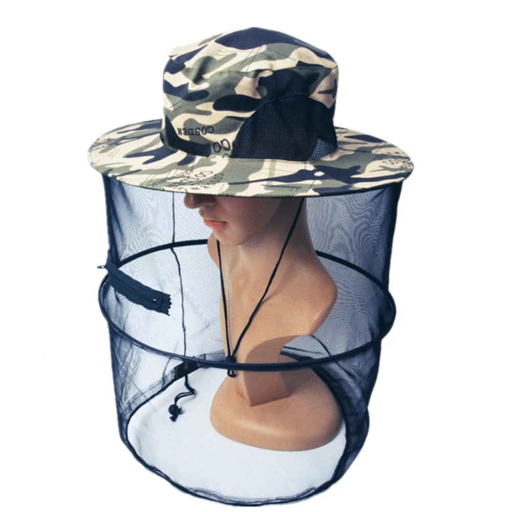 Outdoors Fly Fishing Caps Anti Mosquito Bug Bee Insect Mesh Hat Head Face Protect Net Cover Travel Camping Rock Fisher Hats Mask