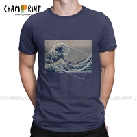 Hokusai Meets Fibonacci Sequence Men's T Shirt Golden Ratio Math T-Shirts Technical Geek Vintage Tee Shirt Summer Clothing
