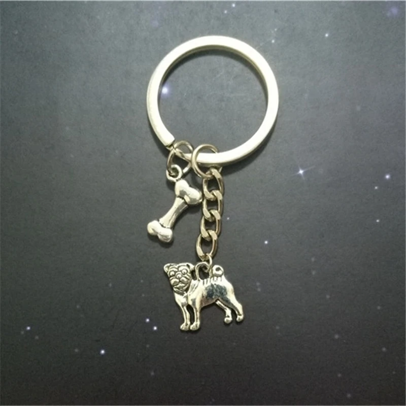 Pug Keychain Pug Pendant Pug Charm Dog Key Chain Bone Keychain Pet  Keychain Gifts