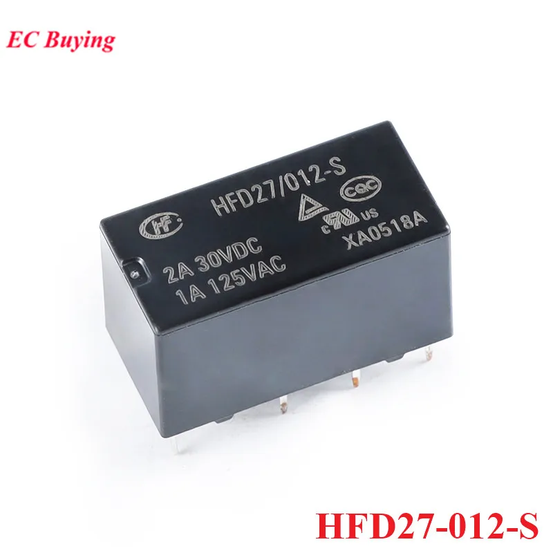 1Pc-5Pcs Mini Relay HFD27 DC 5V 12V 24V HFD27-005-S 005-M HFD27-012-S 12-M HFD27-024-S 024-M 2A 8Pin Sensitive DIP Relays Relais