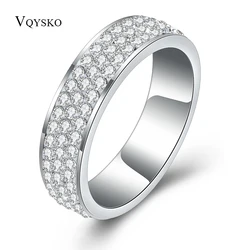 VQYSKO Mix Size 6/7/8/9# Wholesale Fashion Three Row Crystal Rings Jewelry For women