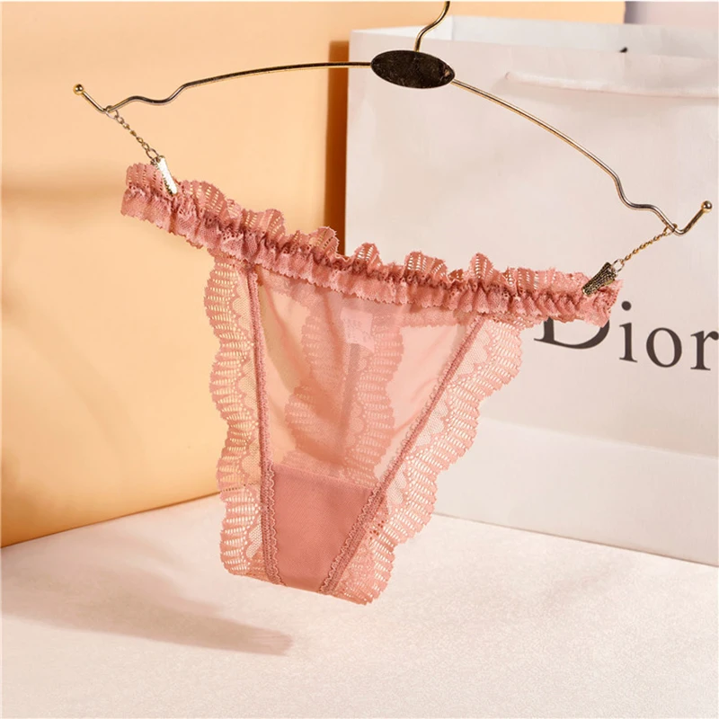 Women\'s Thong  Sexy Lace Panties Women Solid Briefs Seamless Transparent G-String Low Waist Sexy Mesh Underpants Female Lingerie