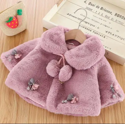 Baby Girls kids Winter Button Cardigan Jacket Toddler Windbreaker Warm Cloak Cardigan Bowknot Coat  Snow Wear Clothes