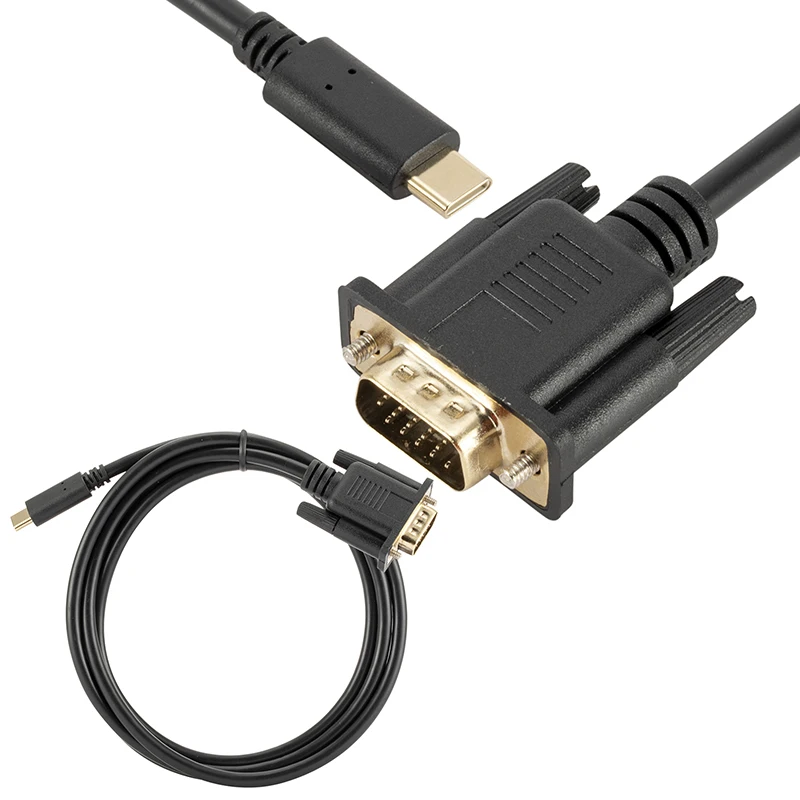 Cable USB C a VGA de 1,8 M, convertidor tipo C a VGA de 1080P para ordenador portátil