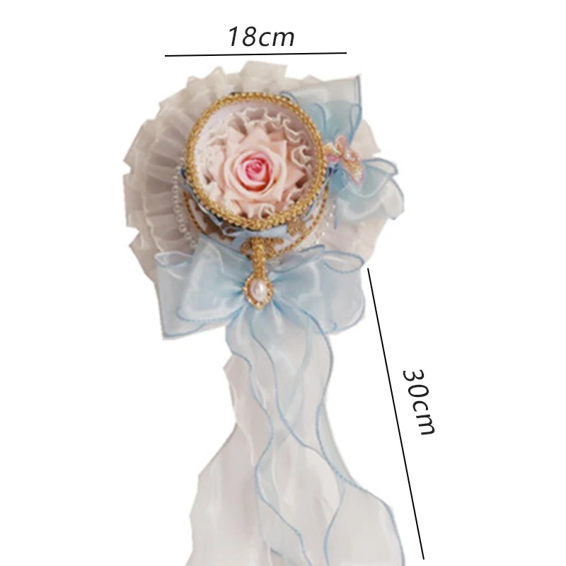 4Colors Lolita Round Ruffled Lace Bow Pearl Pendant Top Hat Vintage Yarn Royal Anime Cosplay Cap Soft Tea Party Bonnet Hair Clip