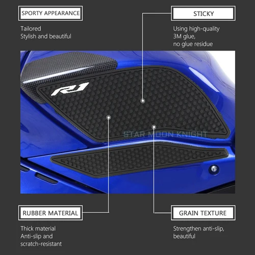 Imagen 2 del producto Almohadillas protectoras para tanque de combustible lateral de motocicleta, pegatinas, almohadilla de tracción para agarre de rodilla para Yamaha YZF R1 R1M YZFR1 YZF-R1 2015 - 2021