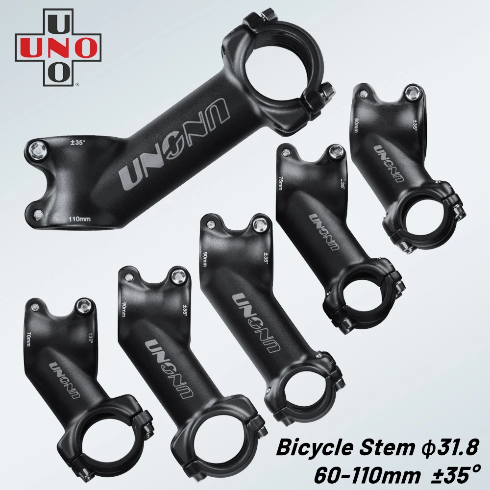 UNO MTB Stems Bicycle Stem Mountain Road Bike Stem 25.4/31.8mm UltraLight Stem 35 Degree 70 90 110mm Handlebar Stem Matte Black