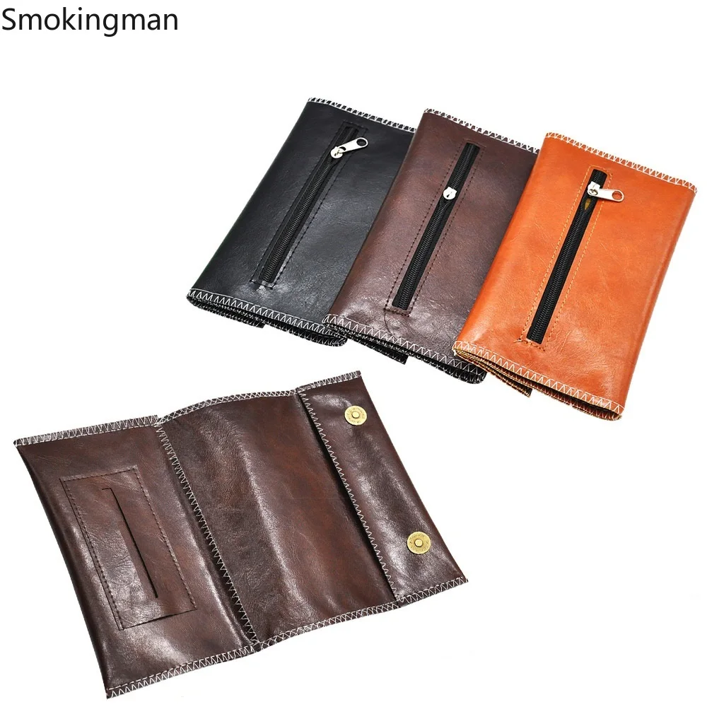 Tobacco bag Three-layer soft belt concealed buckle Waterproof imitation leather tobacco bag Moisturizing bag