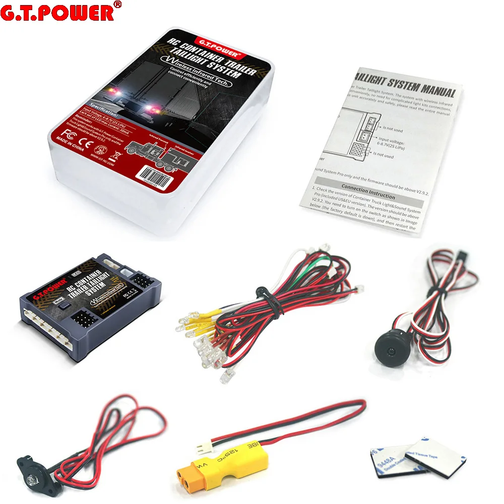 G.T.POWER RC Container Trailer Taillight System Wireless Infrared for  RC Container Truck Rc Car