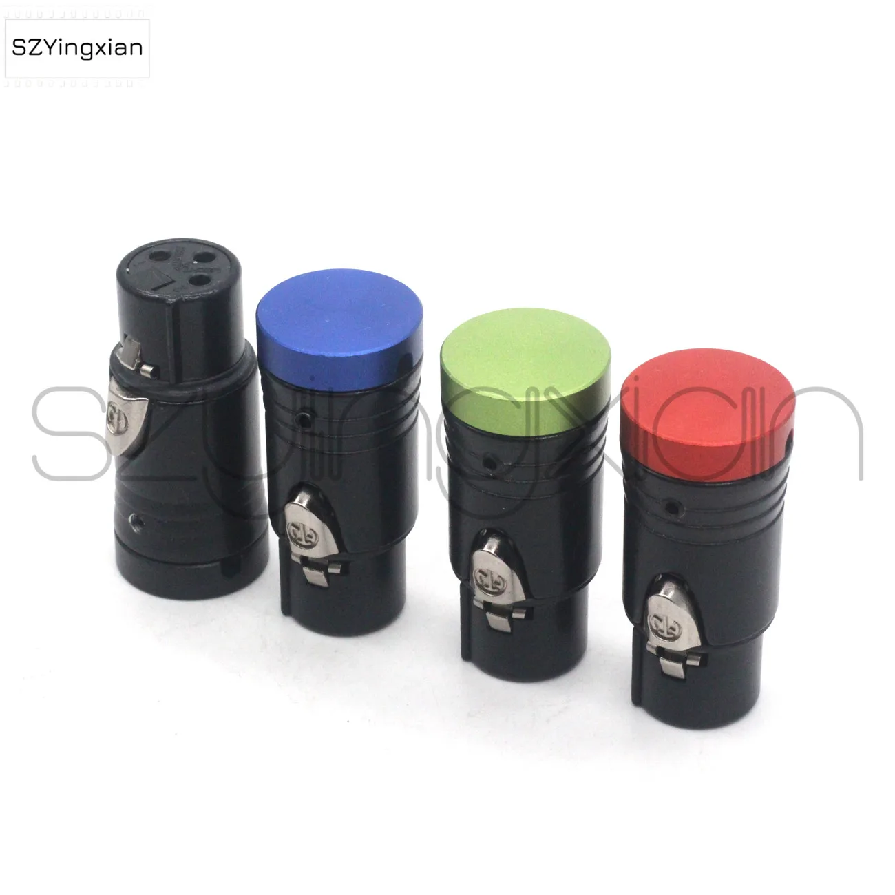 Red, green, blue and black flat cover short XLR 3-pin female connector NEUTRIK Canon 3-pin metal cover can be rotated 360 degree