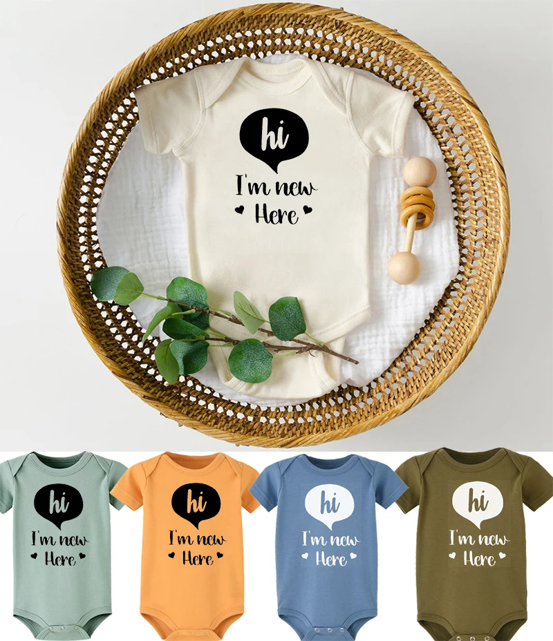 I am new here Baby bodysuit Newborn Baby Boys Girls Clothes Funny Print Infant Baby Jumpsuit Cute Casual Baby Sleepwear